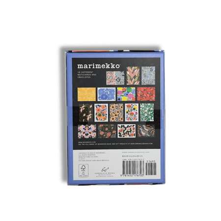 Marimekko note cards and envelopes set with vibrant, patterned designs for stationery and correspondence.