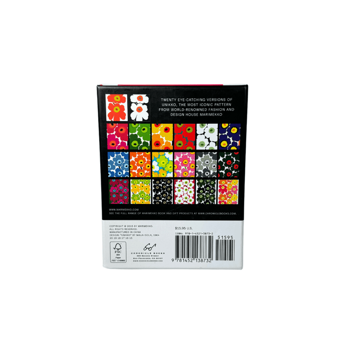 Marimekko Unikko note cards and envelopes set with vibrant floral design on white paper, ideal for stationery and greeting cards.