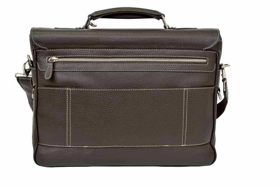 Blue Munari Granata leather briefcase with lock, featuring a sleek design and sturdy handles for professional use.