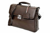 Blue Munari Granata leather briefcase with lock, featuring a sleek design and sturdy handles for professional use.