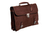 Brown Munari double compartment Vachetta leather briefcase with sturdy handles and sleek design.