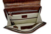 Orna Munari small Vachetta Cocco brown briefcase with sleek design, leather handle, and professional look.