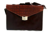 Orna Munari small briefcase in Vachetta Cocco brown leather with sturdy handle and classic design.
