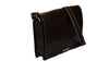 Dark brown Munari leather messenger bag with Vachetta leather accents, featuring a structured design and adjustable strap.