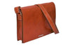 Dark brown Munari leather messenger bag with Vachetta leather accents, featuring a flap closure and adjustable strap.