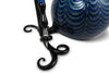 Murano Glass Inkwell Set in blue and black lace pattern, featuring elegant handcrafted glass design by Murano.