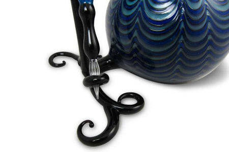 Murano Glass Inkwell Set in blue and black lace pattern, featuring elegant handcrafted glass design by Murano.