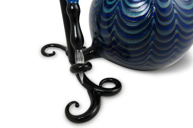 Murano Glass Inkwell Set in blue and black lace pattern, featuring elegant handcrafted glass design by Murano.