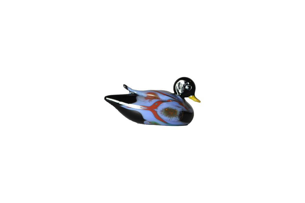 No Solo Vetro glass ducks pen rest featuring a purple glass duck design, decorative pen holder for desk or workspace.