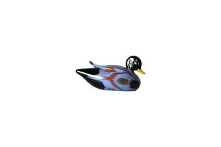 No Solo Vetro glass ducks pen rest featuring a purple glass duck design, decorative pen holder for desk or workspace.