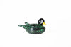 No Solo Vetro glass ducks pen rest in purple, decorative ceramic pen holder with two duck figures for desk organization