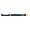 Esterbrook Estie fountain pen with gold fittings and a glossy nouveau blue resin barrel, showcasing elegant writing instrument design.