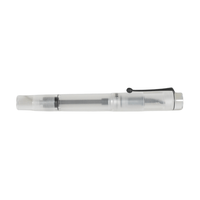 Opus 88 Demo fountain pen with extra-fine nib, showcasing a sleek black body and gold accents on a white background.