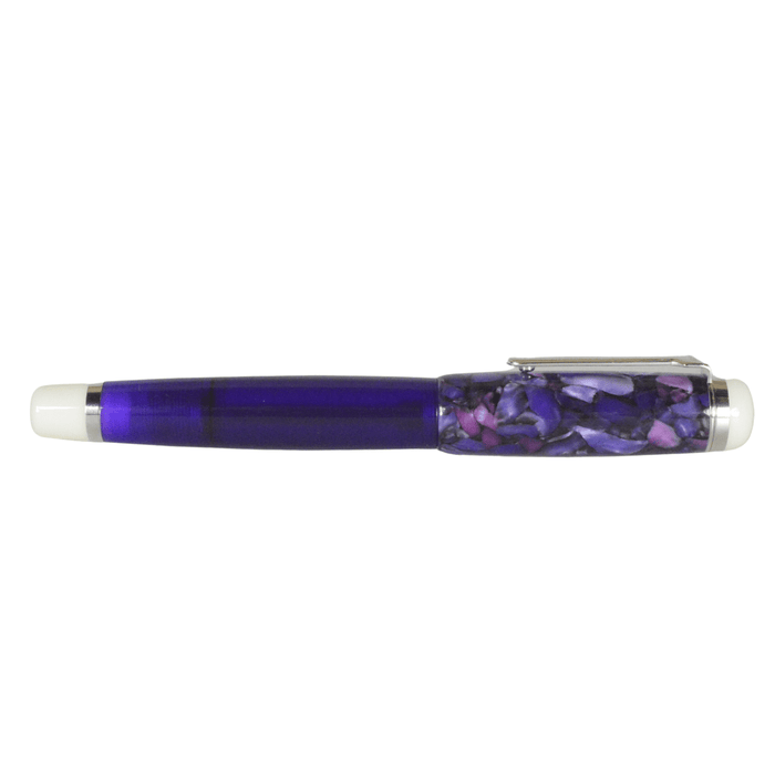 Opus 88 OMAR Purple fountain pen with an extra-fine nib, featuring a sleek purple body and intricate design.