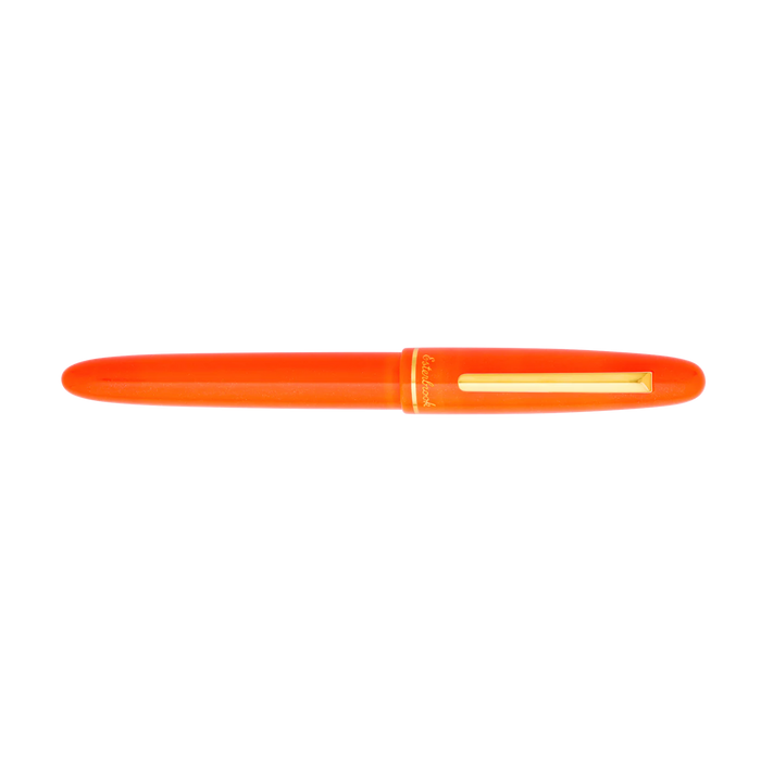 Orange Esterbrook Estie Funky Town fountain pen with closed cap, showcasing its sleek design and vibrant color.