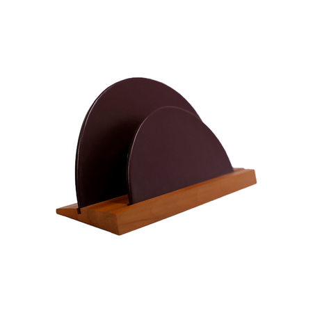 Dark brown Orna Munari letter sorter with multiple compartments for organizing mail and documents.