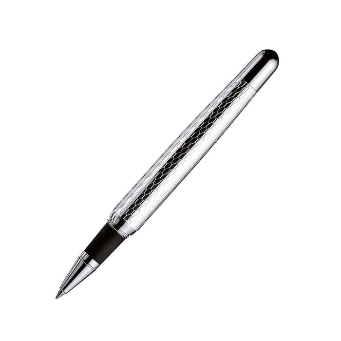 Otto Hutt Design 02 Honeycomb fountain pen with an elegant black and gold body and a fine nib.