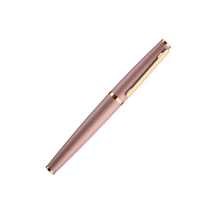 Otto Hutt Design 06 Seashell Pink fountain pen with fine nib, featuring a sleek pink body and elegant design details.