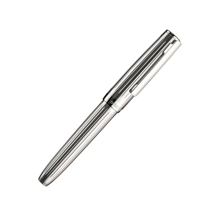 Otto Hutt Design 07 silver fountain pen with an extra-fine nib, showcasing a sleek, modern design and polished metal finish.
