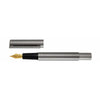 Otto Hutt Design 08 Ruthenium Plated Fountain Pen with fine nib, sleek design, and polished finish, displayed on a neutral background.