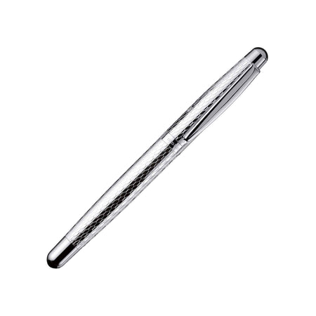 Otto Hutt Design 02 Honeycomb rollerball pen with sleek black and gold accents, showcasing its modern, textured design.