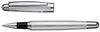 Otto Hutt Design 02 Pinstripe rollerball pen with sleek black and silver striped finish, featuring a modern, elegant writing instrument.