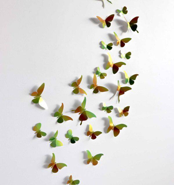 Assorted Caribbean green paper butterflies from Assembli's Paper Butterfly Collection for craft projects.