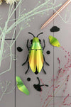 Assembli Paper Jewel Beetle craft made from mango green paper, showcasing detailed and colorful paper art design.