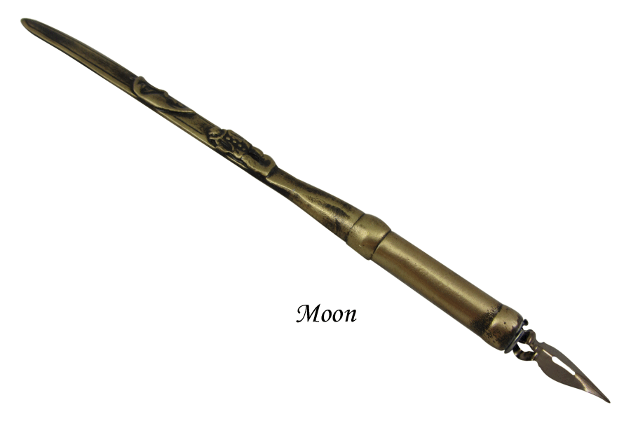 Bronze Papier Plume dipping pen with fleur-de-lys design, showcasing elegant craftsmanship and vintage calligraphy style.
