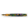 Papier Plume x Hardy Penwrights Krewe of Calliope fountain pen with gold accents and black resin body, showcasing intricate design details.