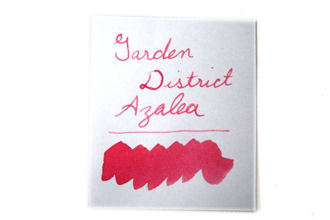 Papier Plume New Orleans Collection Fountain Pen Ink in Garden District Azalea, vibrant pink ink bottle with label.