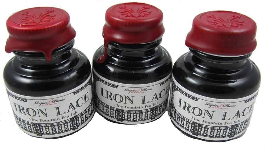 Papier Plume New Orleans Collection Iron Lace fountain pen ink bottle with black ink and elegant label.