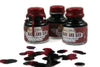 Papier Plume New Orleans Collection fountain pen ink in a red beans and rice color, shown in a glass bottle with ink swatch.