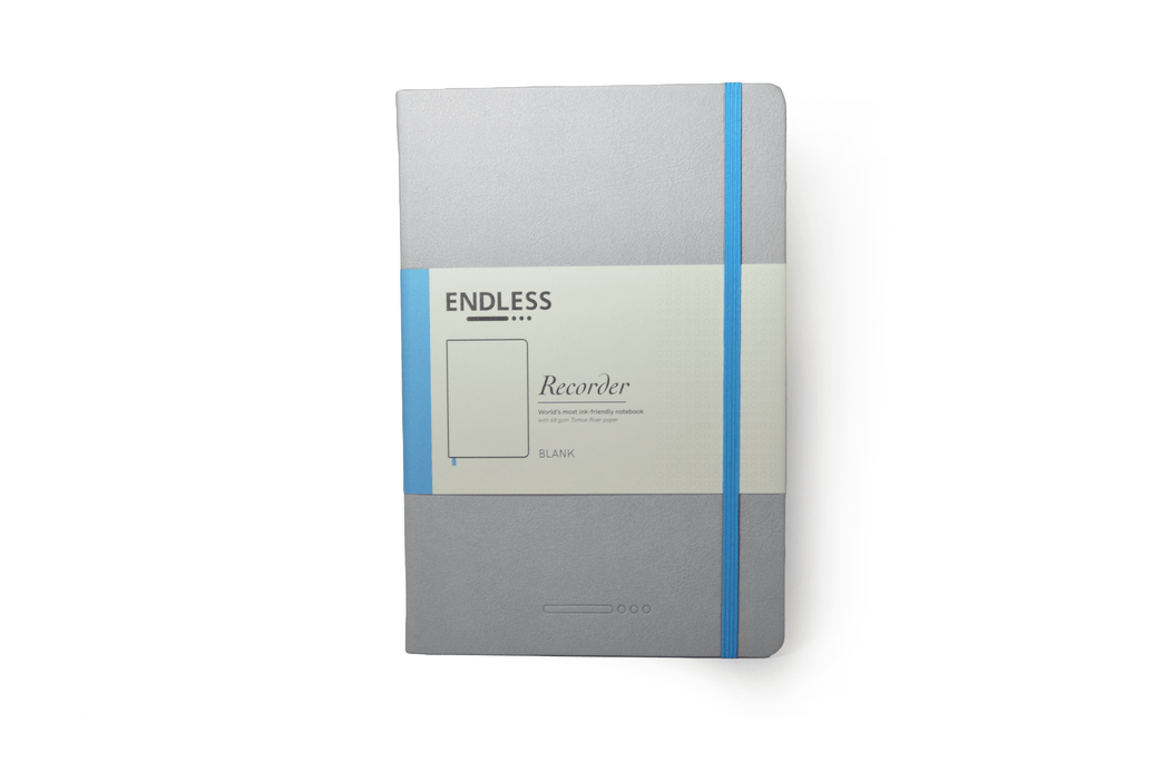 Endless Recorder journal with crimson sky cover, blank pages, hardcover notebook for writing and note-taking.