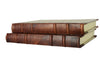 Handcrafted leather-trimmed journal with fleur de lys design and old world spine, by Il Cartiglio, featuring lined pages and vintage style.