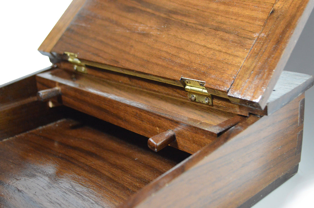 Wooden walnut lap desk by Papier Plume, featuring a smooth surface and portable design for comfortable working or writing on the go.