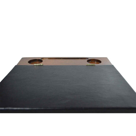 Walnut and leather lap desk by Papier Plume, featuring a smooth wooden surface and stylish leather accents for comfortable use.