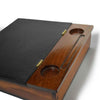 Walnut and leather lap desk by Papier Plume, featuring a smooth wooden surface and a stylish leather accent for comfortable use.