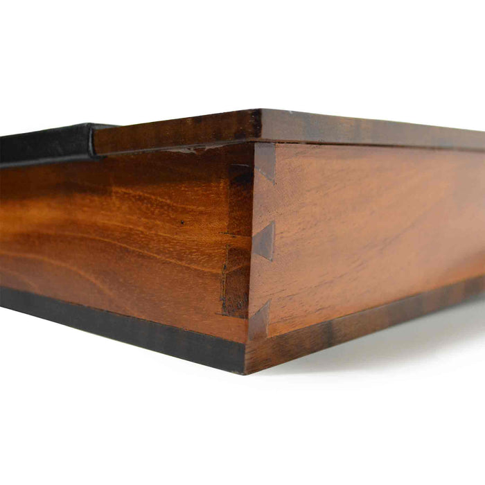 Wood and leather lap desk by Papier Plume featuring walnut wood surface and leather accents for comfortable work or writing.