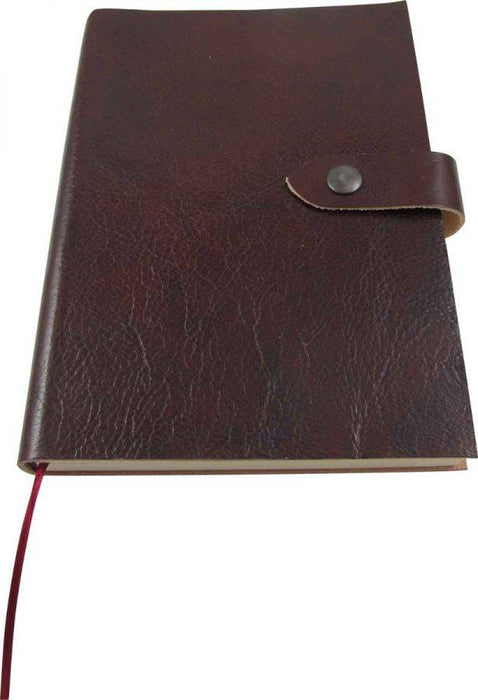 Small soft cover leather journal with button strap from Papier Plume, featuring lined pages for writing and note-taking.