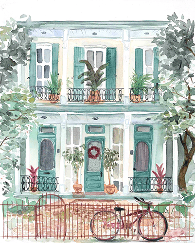 Lyla Clayre Studio New Orleans architecture note card set featuring detailed illustrations of iconic buildings and landmarks.