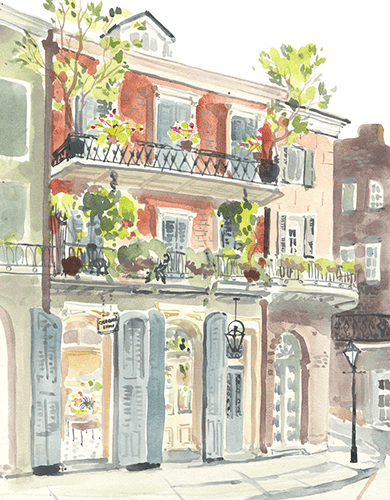 Lyla Clayre Studio New Orleans Architecture stationery set with decorative note cards featuring New Orleans building designs.