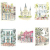 Lyla Clayre Studio New Orleans architecture stationery set with decorative note cards featuring intricate design and artistic details.