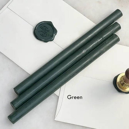 Black pliable sealing wax sticks by Papier Plume, 7 inches long for sealing and decorative wax seals.