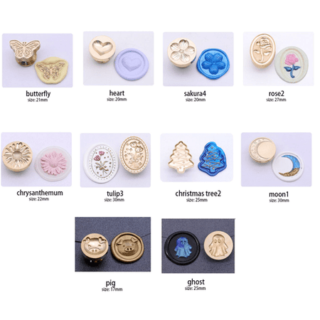 Papier Plume wax seal with baby bear design, stained red-brown wax, featuring shapes and 3D seal symbols for decorative sealing.
