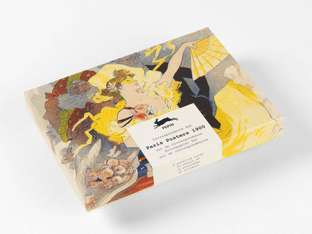 Pepin Press correspondence set featuring vintage Paris posters from 1900, with illustrated postcards and letter paper for writing.