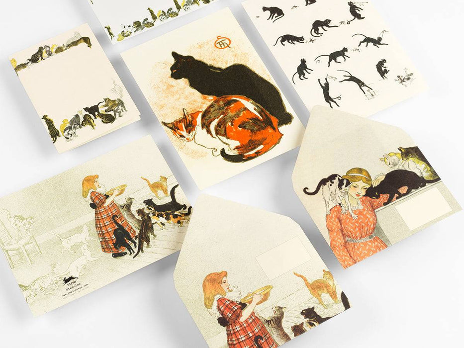 Pepin Press Correspondence Set featuring artwork by Steinlen, includes letter paper and envelopes with vintage-inspired design.