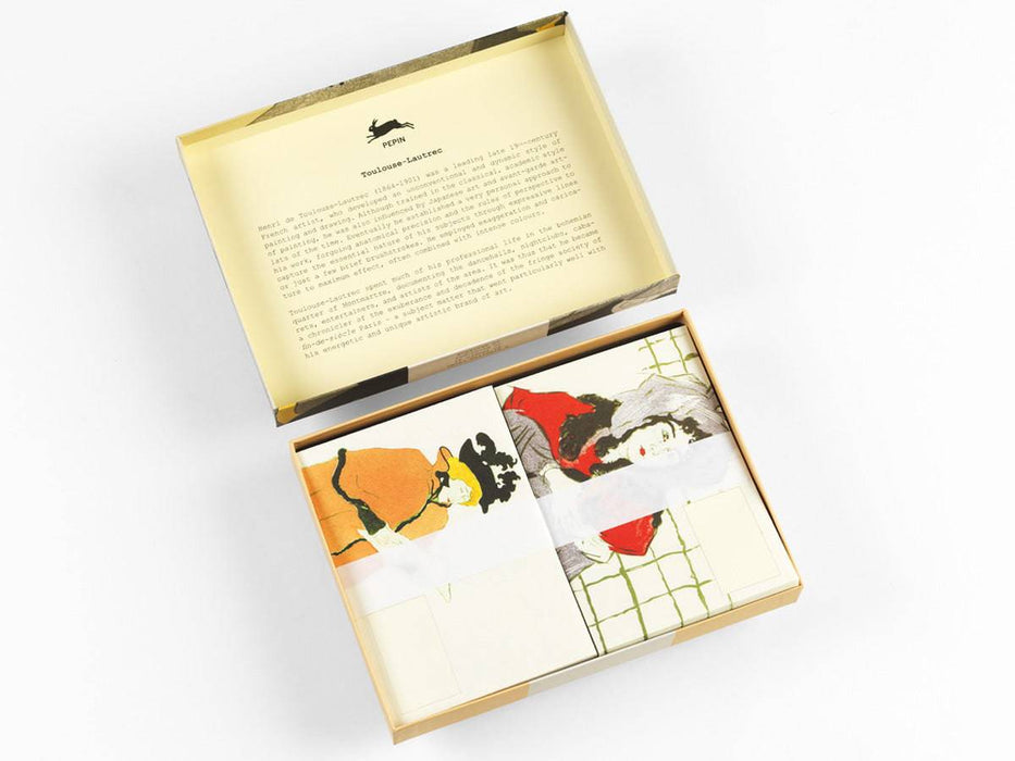 Pepin Press Toulouse-Lautrec correspondence set with vintage-style stationery and envelopes, featuring artwork by Toulouse-Lautrec.