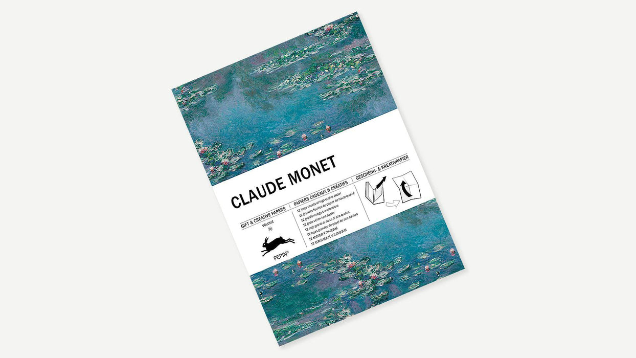 Pepin Creative Paper featuring a Claude Monet-inspired design, showcasing a textured surface with impressionist art motifs.