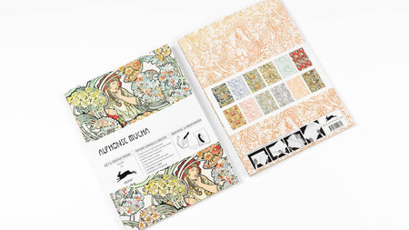 Pepin Creative Paper featuring Alphonse Mucha-inspired art, vibrant floral and decorative patterns designed for artistic projects.